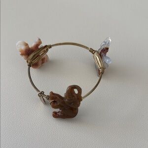 Chic Gold Bracelet with Brown and Silver Charms